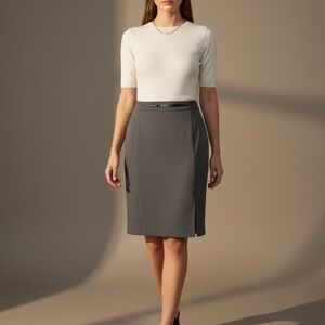Express Pencil Skirt w/ Belt Detail – Charcoal Grey 8